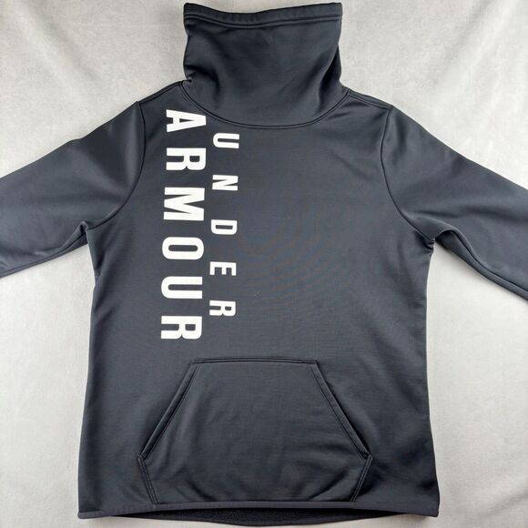 Under Armour Sweatshirt Women L Black ColdGear Funnel Neck Fleece Pullover Train - Picture 2 of 12